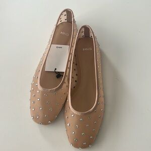 NWT Mango Rhinestone Mesh Flats